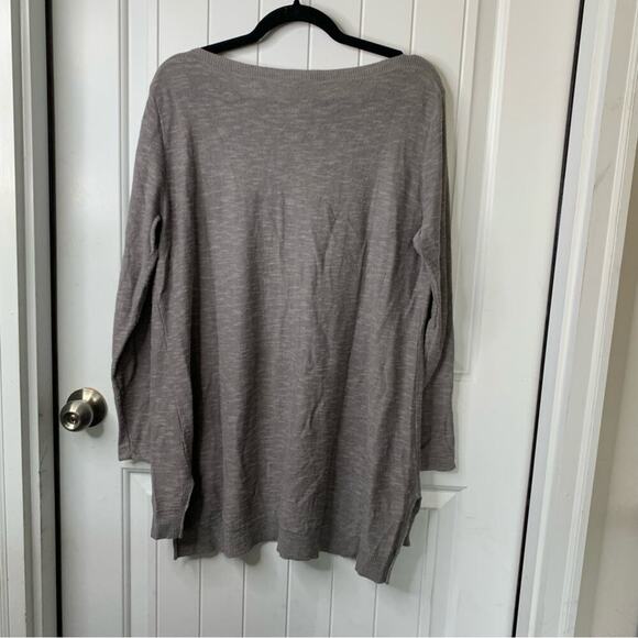 Eileen Fisher gray‎ organic linen cotton slub sweater large lagenlook minimalist - Picture 3 of 6